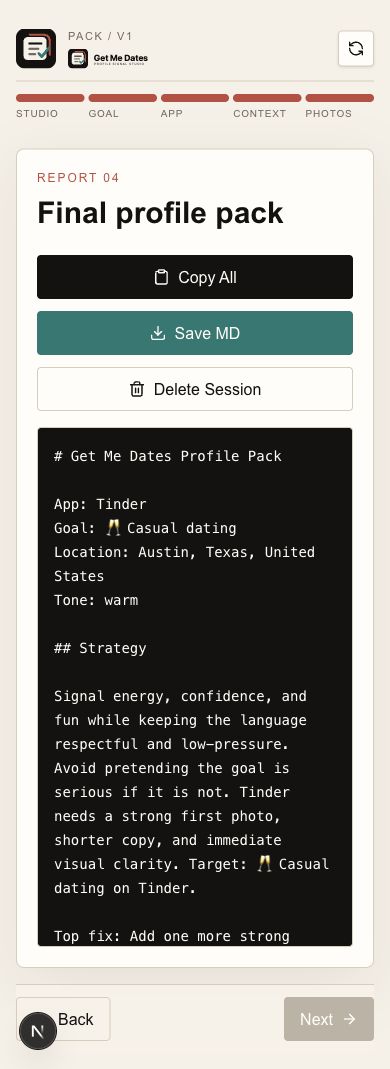 Get Me Dates final export pack.